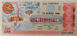 MİLLİ PİYANGO YARIM BİLET 19 ŞUBAT 1985 TARİHLİ TÜRK HAVA KURUMU TEMALI Z HARFİ 463256 NUMARALI ÇOK NADİR
