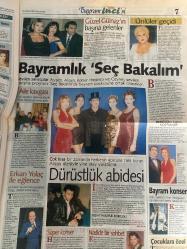 AKŞAM BAYRAM İNCİSİ GAZETESİ DOĞUM GÜNÜ HEDİYESİ - 31 OCAK 1998 -Berna Laçin - Selda Özer - Özlem Ünüler - Ayşen - Alişan - Rober Hatemo - Ceylan - Erkan Yolaç - Neco - Coşkun Çokyiğit - Bill Paxton - Mark Wahlberg - Julianna Margulies - James Gammon - Luke Askew - Niki DeBoch - Peter Hewitt - John Goodman - Jim Broadbent - Mark Williams - Hugh Laurie - Bradley Pierce - Ahmet Tezcan - Birsen Altıner - Şafak Sezer - Ali Güven - Ebru Yener - İdil Çeliker - Gülten Kızılkaya - Zeki Müren  Ateş Dansı’nda ezeli rekabet - Sadece oyuncuyum - Yeni bölümlerde neler olacak? - Güzel Gülnaz’ın başına gelenler - Ünlüler geçidi - Bayramlık Seç Bakalım - Aile kavgası - Erkan Yolaç ile eğlence - Dürüstlük abidesi - Sedat’ın büyük korkusu - Süper konser - Nadide bir sohbet - Bayram konseri - Çocuklara bayram - Bayram, eğlence ve sinema - Minik kahramanlar - Çingeneler arasında İrlandalı bir mirasyedi - BAYRAM bizim neyimize - Haksız değiller… - Umutevi’nin çocukları - Yüzüne bakmak istiyorum -