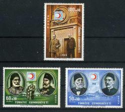 Koleksiyon Pulları,1968 Kızılay'ın 100.Yılı,3 Pul Damgasız Tam Seri