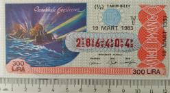 MİLLİ PİYANGO YARIM BİLET 19 MART 1983 TARİHLİ ÇANAKKALE GEÇİLEMEZ TEMALI Y HARFİ 286404 NUMARALI ÇOK NADİR