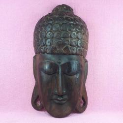VINTAGE AHŞAP EL OYMA BUDA MASK 50 x 26 cm