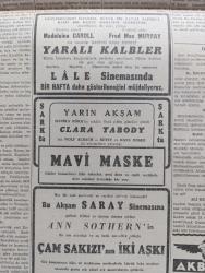 Cumhuriyet Gazetesi - 18 Mart 1943 - nutkun değerini anlamak için yazan Yunus Nadi Abalıoğlu Başmakale - başvekil Şükrü Saraçoğlu'nun mühim nutku - Başvekil Şükrü Saracoğlu Mesut bir Türk milleti kuvvetli bir Türk devleti işte bizim hedefimiz dedi - Aziz milli İsmet İnönü ve onun değerli mesai arkadaşı Şükrü Saraçoğlu fotoğraf - Harkof'un doğusunda kuşatılan kuvvetler - ormanlık bir arazide ilerleyen Alman keşif kolları fotoğraf - Bulgaristan Türkiye elçisi Vasfi Menteşi Bulgar başvekili ve hariciyesi ile mülakatları yaptı - Washington'da Avrupa'da açılacak ikinci cephe meselesi de müzakere ediliyor - tunus'ta müttefiklerin taarruz hazırlığı - Afrika'daki harekata iştirak eden İngiliz tanklarından bir grup çölde süratle ilerliyor fotoğraf - Hint masalları yazan Burhan Felek - yepyeni bir şehrin kuruluşu Karabük yazan Profesör Ziyaettin Fahri Fındıkoğlu - yaralı kalpler filmi Lale sinemasında - Çanakkale zaferinin yıldönümü - De Gaulle Cezayir yolunda - Alman denizaltıları