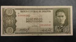 1962 YILI BOLİVYA 10 PEZOS NADİR  RESİMDE GÖRÜLDÜĞÜ GİBİ