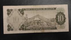1962 YILI BOLİVYA 10 PEZOS NADİR  RESİMDE GÖRÜLDÜĞÜ GİBİ