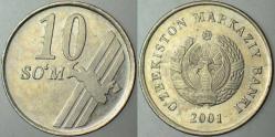 ÖZBEKİSTAN 10 SOM 2001 YILI.
