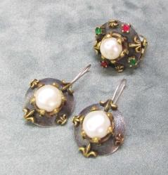ViNTaGe GÜMÜŞ İnCiLi YÜZÜK-KÜPE TAKIMI....