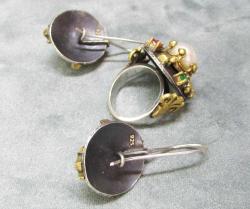 ViNTaGe GÜMÜŞ İnCiLi YÜZÜK-KÜPE TAKIMI....