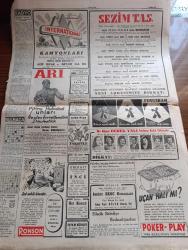 Cumhuriyet Gazetesi - 15 Ekim 1949 - Hindistan ve Amerika Cumhuriyet Başmakale - ara seçim İstanbul'da ve 11 ilde yarın yapılıyor  - Amerikalı gözüyle bizde zirai kalkınma - Marshall Planı halk müşavere heyeti üyesi Johnston köylümüzü çok uyanık buldu - Amerikalı askeri yardım heyeti başkanı Mc Bride Pozantı civarında yediği konserveden zehirlendi - Churchill'in Attlee'ye hücumları - Nihat Erim siyasi vaziyetten memnun - Zeytinburnu'nda çatışmadan dolayı gecekonduların yıkılması işi durduruldu fotoğraf - futbol maçlarında müşterek bahse müsaade edilmedi - Fenerbahçe vefa maçı - İnönü stadında Galatasaray Emniyet hakem Sulhi Garan - Galatasaray'ın tertip ettiği boks maçları - Rauf Orbay'ın namzetliği yazan Burhan Felek - Turgut Reis yazan Halikarnas balıkçısı yazı dizisi - ses opereti anafor - Hamiyet Yüceses Sadi Işılay İzzettin Ökte her akşam Taksim kristal'de - Nuriye Koç Muazzez Yanıkses Neriman İyiol Hafız Selim her akşam bebek Yalı gazinosunda - İstanbul Ankara Radyosu programı