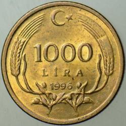 TÜRKİYE CUMHURİYETİ 1000 LİRA 1996 ÇİLALTI KONDİSYON.