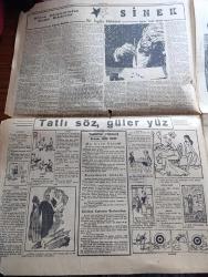 Cumhuriyet Pazar Gazetesi - 7 Şubat 1954 - hadiselerden ilhamlar sesli gazeteler - yaşadığımız şehir hayvanları eziyet sözde yasak yazan Kazım Kip - renkli karikatür - haftanın ansiklopedisi kazalar - küçük Kral çizen O. Soglow - dünya edebiyatından seçme hikayeler sinek yazan Katherine Mansfield - tarihten fıkralar derleyen Hakkı Ercan - Elizabeth Taylor yorgun düştü fotoğraf - Orson Welles boğa ile Charlie Chaplin ayı ile boğuştular fotoğraf - Gina Lollobrigida büyük oyunda fotoğraf - yeni Türk filmlerinden sahneler - Safiye Sultan filminde Cahit Irgat Atıf kaptan Feridun Çölgeçen Hulusi kentmen fotoğraf - bu kadın benimdir filminden bir fotoğraf - yağmur ve Rita Hayworth fotoğraf - Ev Kadın Moda - Tarihe Malolmuş Kadınlar Yazan Mustafa Baydar - Japonya'nın belini kıran leyte savaşında Samar muharebesi - evlenip boşanma şampiyonları nihayet birbirlerini buldular - Barbara Hutton İkinci kocası Danimarkalı Kont Reventlow ile fotoğraf -  1954 Fransız güzeli İrene Trune fotoğraf
