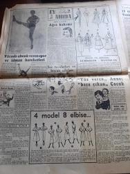 Cumhuriyet Pazar Gazetesi - 7 Şubat 1954 - hadiselerden ilhamlar sesli gazeteler - yaşadığımız şehir hayvanları eziyet sözde yasak yazan Kazım Kip - renkli karikatür - haftanın ansiklopedisi kazalar - küçük Kral çizen O. Soglow - dünya edebiyatından seçme hikayeler sinek yazan Katherine Mansfield - tarihten fıkralar derleyen Hakkı Ercan - Elizabeth Taylor yorgun düştü fotoğraf - Orson Welles boğa ile Charlie Chaplin ayı ile boğuştular fotoğraf - Gina Lollobrigida büyük oyunda fotoğraf - yeni Türk filmlerinden sahneler - Safiye Sultan filminde Cahit Irgat Atıf kaptan Feridun Çölgeçen Hulusi kentmen fotoğraf - bu kadın benimdir filminden bir fotoğraf - yağmur ve Rita Hayworth fotoğraf - Ev Kadın Moda - Tarihe Malolmuş Kadınlar Yazan Mustafa Baydar - Japonya'nın belini kıran leyte savaşında Samar muharebesi - evlenip boşanma şampiyonları nihayet birbirlerini buldular - Barbara Hutton İkinci kocası Danimarkalı Kont Reventlow ile fotoğraf -  1954 Fransız güzeli İrene Trune fotoğraf