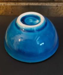 Nar ve Lale Kabartma Temalı, Turkuaz-Siyah Renkli Kütahya Çini Kase. 2016, Kaliteli El İşçiliği (3.5x8 cm)