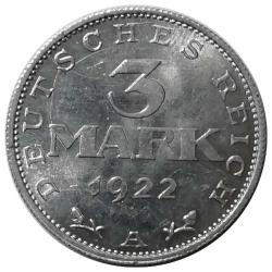 Almanya 1922 Yılı 3 Mark  ÇİL