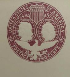 1892 Amerika'nın keşfinin 400. Yılı Hatıra kabartma pullu antiye zarf