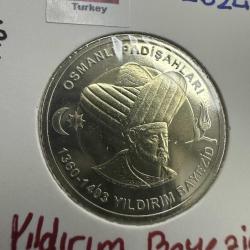 2024 Padişahlar Serisi Yıldırım Bayezid 1 Türk Lirası. Bayraklı Kapamasında. Çil. Bimetal.