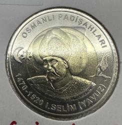 2024 Padişahlar Serisi Yavuz Sultan Selim 1 Türk Lirası. Bayraklı Kapamasında. Çil. Bimetal.