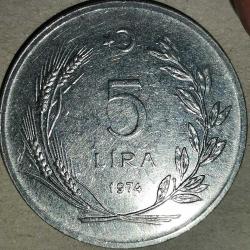 TÜRKİYE  1974   5  LİRA