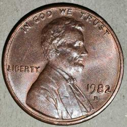 AMERİKA 1982 D  1 CENT    2,5 GRAM   (YAYGIN CENTLER  3,11 GRAM)