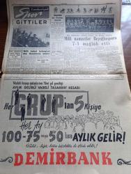 Cumhuriyet Gazetesi - 7 Aralık 1955 - Hoşça Kal yazan Nadir Nadi Başmakale - devam eden kabine buhranının sebepleri - Demokrat Parti grup toplantısı Dün öğleyin ansızın tehir edildi - istifa ettiğini bildiren Vali Fahrettin Kerim Gökay acele Ankara'ya çağrıldı - 19'lar ne diyor - Zühtü Hilmi Velibeşe Nizamettin Alisal Nazım Bezmen Ve Selim Ragıp Emeç Ankara palas salonunda fotoğraf - Doktor Mükerrem Sarol Ankara Palas salonlarında etrafını alanlara dert döküyor fotoğraf - Hasan Polatkan'ın bacanağı Yakup Soyugenç lastik davasını anlatıyor fotoğraf - şoförler Federasyonu Kongresi - AFL ve CİO birleşti dünyanın en büyük sendikası kuruldu - Malenkof sahneye çıkıyor mu - Cibali karakolunun birinci gecesi - olaylar ve alaylar yazan Burhan Felek - Şehir Tiyatrosu sanatçısı Yaşar Özsoy jübilesi bu akşam yapılıyor - Ayla Erduran Cemal Reşit Rey konseri - Milli Namzetler Beyoğlusporu 7 1 mağlup etti fotoğraf - milli futbol hakemleri dün lisanslarını aldılar - kız voleybol maçları