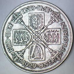 BİRLEŞİK KRALLIK 1 FLORİN 1929 GÜMÜŞ. KRAL 5. GEORGE DÖNEMİ. 11,3 gr 28,5 mm. İNGİLTERE.