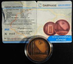1915 ÇANAKKALE KÖPRÜSÜ DARPHANE 2,5 LİRA BRONZ MADALYON * SERTİFİKALI