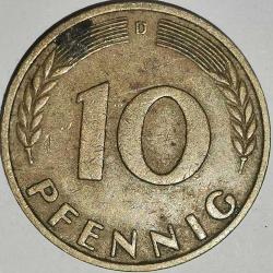 ALMANYA  1950 D   10 PFENNIG