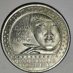 AMERİKA  2022 D  25 CENT  ÇEYREK DOLAR  HATIRA Amerikan Kadınları - Anna May Wong