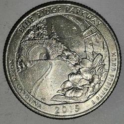 AMERİKA  2015 P   25 CENT  ÇEYREK DOLAR  HATIRA   Güzel Amerika Çeyrekleri - Mavi Ridge Park Yolu