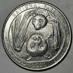 AMERİKA  2020 D    25 CENT  ÇEYREK DOLAR  HATIRA  Güzel Amerika Çeyrekleri - Amerikan Samoası Ulusal Parkı