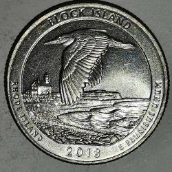 AMERİKA  2018 D    25 CENT  ÇEYREK DOLAR  HATIRA  Güzel Amerika Çeyrekleri - Block Island National Wildlife Refuge
