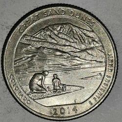 AMERİKA  2014 D    25 CENT  ÇEYREK DOLAR  HATIRA  Güzel Amerika Çeyrekleri - Büyük Kum Tepeleri