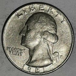 AMERİKA  1981 D    25 CENT  ÇEYREK DOLAR