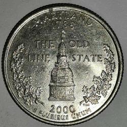 AMERİKA  2000 D    25 CENT  ÇEYREK DOLAR  HATIRA 50 Eyalet Çeyreklikleri - Maryland
