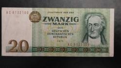 1975 YILI DOĞU ALMANYA 20 MARK  RESİMDE GÖRÜLDÜĞÜ GİBİ