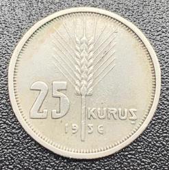 1936 Gümüş 25 Kuruş ÇÇT+