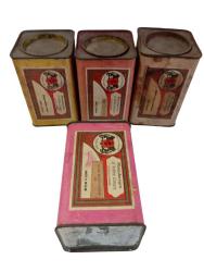 4 adet Vintage teneke boya kutuları. Boş