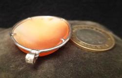 KENAR KISIMLAR GÜMÜŞ CAMEO KOLYE UCU 4,5*3 CM DAMGA MEVCUT