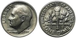 ABD 1981 Yılı 10 Cent (Roosevelt Dime) ÇİLALTI
