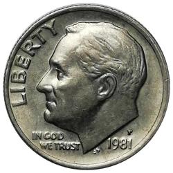 ABD 1981 Yılı 10 Cent (Roosevelt Dime) ÇİLALTI