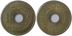 1951 Yılı 1 Kuruş Delikli ÇİLALTI