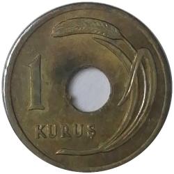 1951 Yılı 1 Kuruş Delikli ÇİL (-)