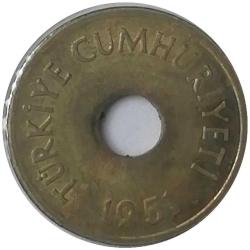 1951 Yılı 1 Kuruş Delikli ÇİL (-)