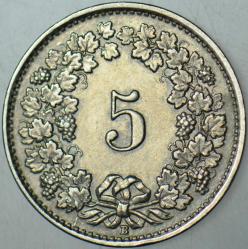 İSVİÇRE 5 RAPPEN 1942 İKİNCİ DÜNYA SAVAŞI DÖNEMİ.