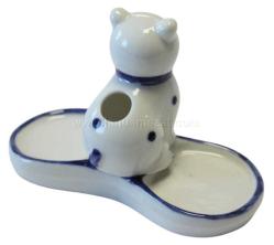 Sevimli Ayıcık Temalı Porselen Kürdanlık. Mavi-Beyaz. (12×8 cm)