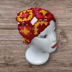 Motifli Retro Örgü Bandana