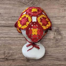 Motifli Retro Örgü Bandana