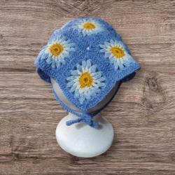 Papatya Desenli Bohem Örgü Bandana