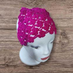 Fuşya Çiçek Desenli Tasarım Bandana