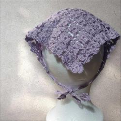 Lila Çiçek Desenli Tasarım Bandana