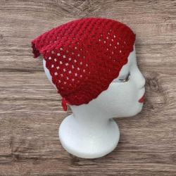 Kırmızı Tasarım Retro Örgü Bandana